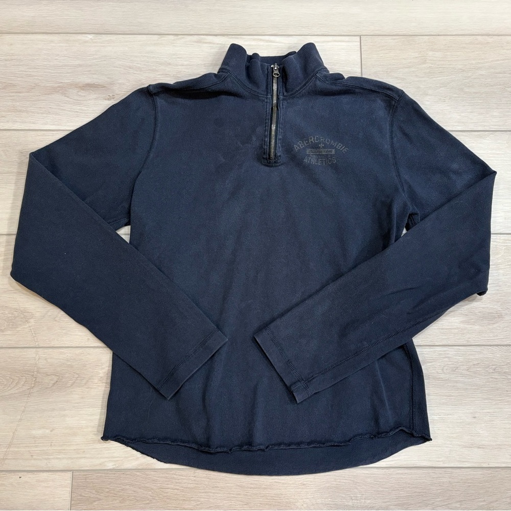 Vintage Abercrombie & Fitch Mens Navy 1/4 Zip Pullover Sweatshirt Y2K - Picture 1 of 8